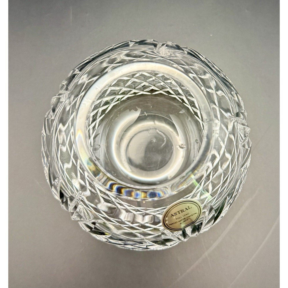 Vintage Astral‎ Hand Cut Full Lead Crystal Rose Bowl Korea Elegant Vase - Picture 4 of 8